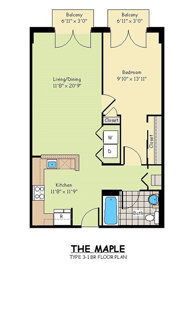 One Bedroom Apartments - The Maple