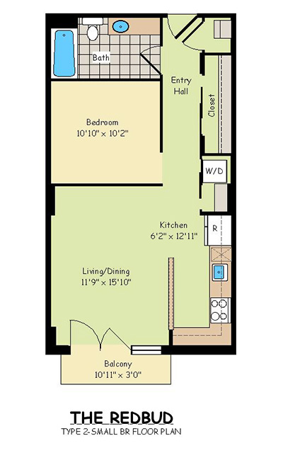 One Bedroom Apartments - The Redbud